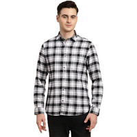 Turtle Men 100% Cotton Black & White Check Slim Fit Casual Shirt