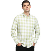 Turtle Men 100% Cotton Slim Fit Light Olive Casual Shirt