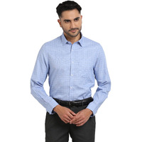 Turtle Men 100% Cotton Blue Checkered Slim Fit Full Sleeve Formal Shirt