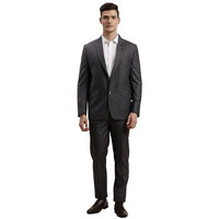 Turtle Men Poly-Viscose Solid Full Sleeve Two Piece Grey Formal Suit