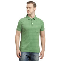 Turtle Men 100% Cotton Green Printed Polo T-Shirt