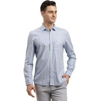 Turtle Men 100% Cotton Checkered Slim Fit Sky Blue Casual Shirt