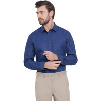 Turtle Men 100% Cotton Blue Solid Slim Fit Formal Shirt