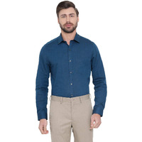 Turtle Men 100% Cotton Blue Solid Slim Fit Formal Shirt