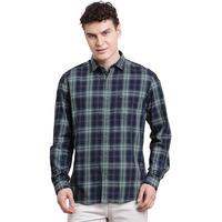 Turtle Men Slim Fit Checkered Pure Cotton Blue Casual Shirt