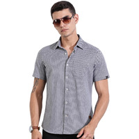 Thomas Scott Men's Slim Fit Half Sleeve Printed Knitted Shirt(Tsk1374_Navy_S)