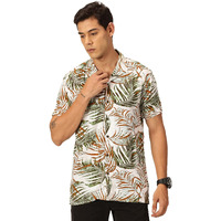 Thomas Scott Men's Cotton Rayon Half Sleeves Cuban Collar Printed Casual Shirt (Medium Blue, Xl)