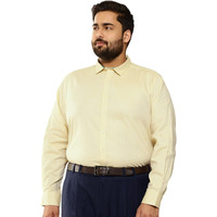 Thomas Scott Mens Plus Size 100% Cotton Full Sleeves Textured Formal Shirt (Ts1340_Yellow, 4Xl)