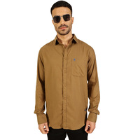 Thomas Scott Men's Solid Regular Fit Shirt (Ts1101_Khaki, L)