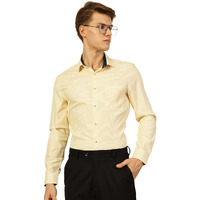 Men's Smart Micro Checks Opaque Formal Shirt(Ts1511_Yellow_L)