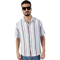 Thomas Scott Mens Slim Fit Striped Casual Shirt(Ts1657_Lightblue_S)