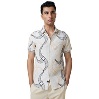 Thomas Scott Mens Half Sleeves Embroidered Casual Shirt (Ts1694_Beige, M)