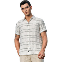 Thomas Scott Men's | Stripes | Short Sleeve | Spread Collar | Premium Polycoton Material | Slim Fit | Casual | Shirts For Men(Ts1492_White_Xl)