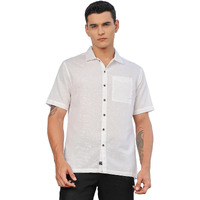 Thomas Scott Mens | Solid | Premium Irish Linen | Half Sleeve | Spread Collar | Casual | Shirt For Men White