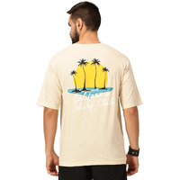 Thomas Scott Men 100% Cotton Bio Wash Oversized Fit California Graphic Printed Tshirt (Beige, Xl)