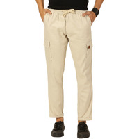 Thomas Scott Men's Linen Blend Straight Fit Cargo Pants (Cream, 36)