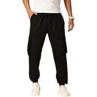 Thomas Scott Mens Cotton Blend Relaxed Fit Cargo Track Pants (Cckb07_Jetblack, M) Jet Black