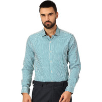 Thomas Scott 100% Cotton Strpes Slim Fit Formal Shirts For Mens Turquoise