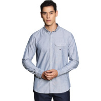 Thomas Scott Men's 100% Cotton Full Sleeves Button Down Collar Semi-Formal Shirt (Navy, Xl)