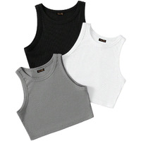 Toochki Top For Women | Spandex Crop Tops | Black White Beige Grey | Short | Western | Pack Of 3 Combo