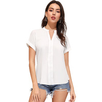 Toochki White Rayon Short Shirt Top For Women In