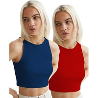 Toochki Women's Spandex Stretch Round Neck Sleeveless Top (Pack Of 2)