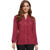 Toochki Women's Polka Dots Regular Fit Top (Toochki117-Tp_Maroon