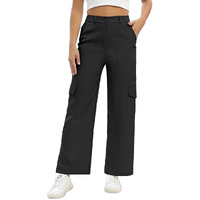 Toplot Cotton Multi-Pocket Cargo Pant For Women (T-Straight-Cargo-5191-Black-32)