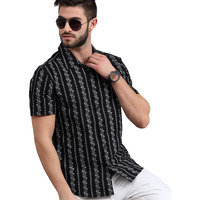 Indoprimo Casual Shirt For Men || Shirt For Men || Men Stylish Shirt || Men Printed Shirt || Men Print Shirt || Men Shirt (Small, Black)