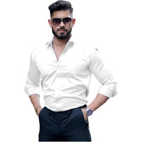 Indoprimo Men Cotton Formal Regular Fit Shirt | Stylish | Plain | Solid (X-Large, White)