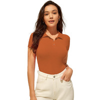 Avanova Women's & Girl's Rust Orange Short Sleeve Top For Women's, Tops, T-Shirts For Girls (Top 44 Rust S, Slim Fit)