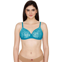 Zivame Women's Lace Wire Free Casual Padded Bra (Zi11Qofash0Blue0034D_Exotic Plume