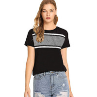 Fabricorn Stylish Black White Grey Melange Cotton Tshirt For Women (Black, Small)