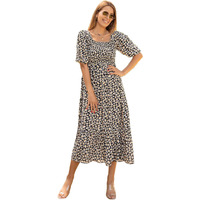 Sheetal Associates Womens Casual Flower Print Puff Sleeves Maxi Dress - Pack Of 1 Black