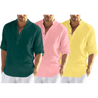 Finivo Fashion Mens Cotton Blend Regular Fit Solid Combo Kurta Shirt Pack Of 3