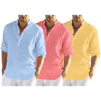 Finivo Fashion Mens Cotton Blend Regular Fit Solid Combo Kurta Shirt Pack Of 3