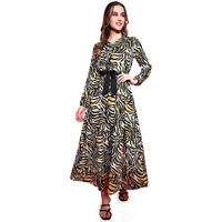 Sheetal Associates Womens Crepe Fit And Flare Printed Full Sleeve V-Neck Casual Dress Multicolour