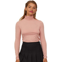 Fabricorn Plain Stylish Dusty Rose Turtle Neck Cotton Tshirt For Women (Dusty Rose, Small)