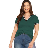 Fabricorn Plain Bottle Green Black White Colour Rib Cotton Tshirt For Women (Bottle Green, X-Large)