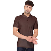 Hoodmastar Mens Regular Fit Solid Polo Half Sleeve T-Shirt (Basic Polo Tshirt Brown-Xl)