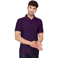 Hoodmastar Mens Regular Fit Solid Polo Half Sleeve T-Shirt (Basic Polo Tshirt Purple-L)