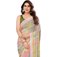 Ekasya Charming Women Olive Green Soft Georgette Printed Ready-To-Wear Saree. Ideal For Casual Outings, Parties, And Special Occasions. E5635_9 For A Chic And Effortless Style.