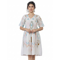 Kesudi Womens Pure Cotton Heavy Embroidery White Tunic
