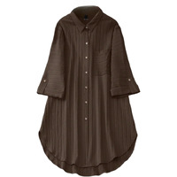 Sheetal Associates Polyester Solid Button Front Shirt Dress For Women || Roll Tab Sleeve & Collared Neck Flared Dress || Office || Summer Short Dresses For Women (Small, Brown)