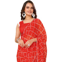 Vairagee Women Soft Georgette Red Stylish Printed Ready To Wear Saree (2058_4)