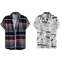 Rebelify Mens Lycra Bland Shirt With Half Sleeves Button Down Closure Round Collar Neck Printed Pattern Relaxed Fit And Standard Length Maroon, White