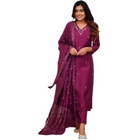 Acinos Stunning Printed Viscose Fabric Straight Kurta, Pant And Dupatta Set