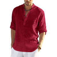 Zartha Mens Regular Fit Solid Pattern Cotton Polyester Blend Kurta With Spread Collar Long Sleeve And Standard Length | Shirt For Man Burgundy