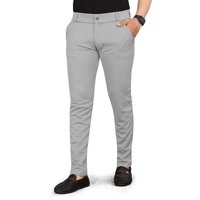 Royalica Mens Slim Fit Solid Pattern Lycra Pants With Stretchable Classic Standard Length Hook & Eye Closure Type And Classic Style Grey