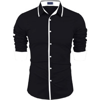 Zombom Mens Solid Regular Fit Cotton Blend Casual Shirt With Spread Collar & Full Sleeves Shirt For Men Black